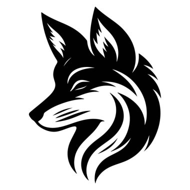 Beyaz arkaplanda Fox baş siluet vektör çizimi tasarımı