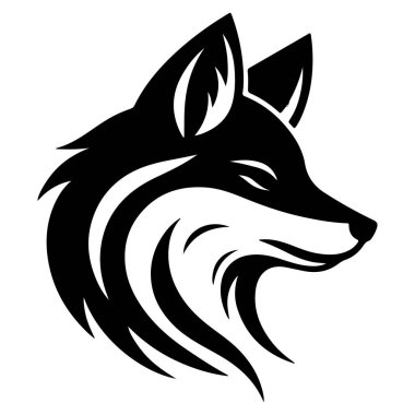 Beyaz arkaplanda Fox baş siluet vektör çizimi tasarımı