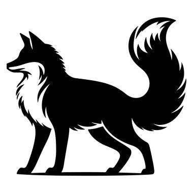 beyaz arkaplanda tilki silueti Vektör Tasarımı