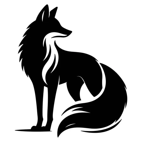 beyaz arkaplanda tilki silueti Vektör Tasarımı