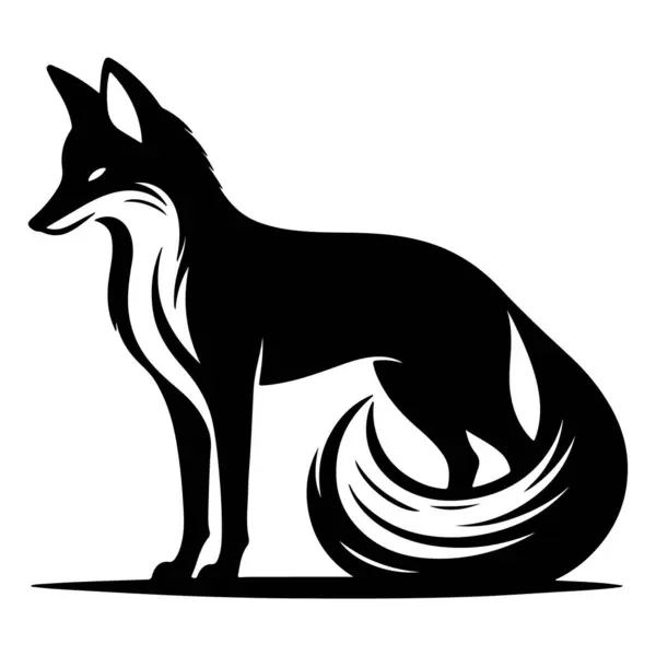 beyaz arkaplanda tilki silueti Vektör Tasarımı