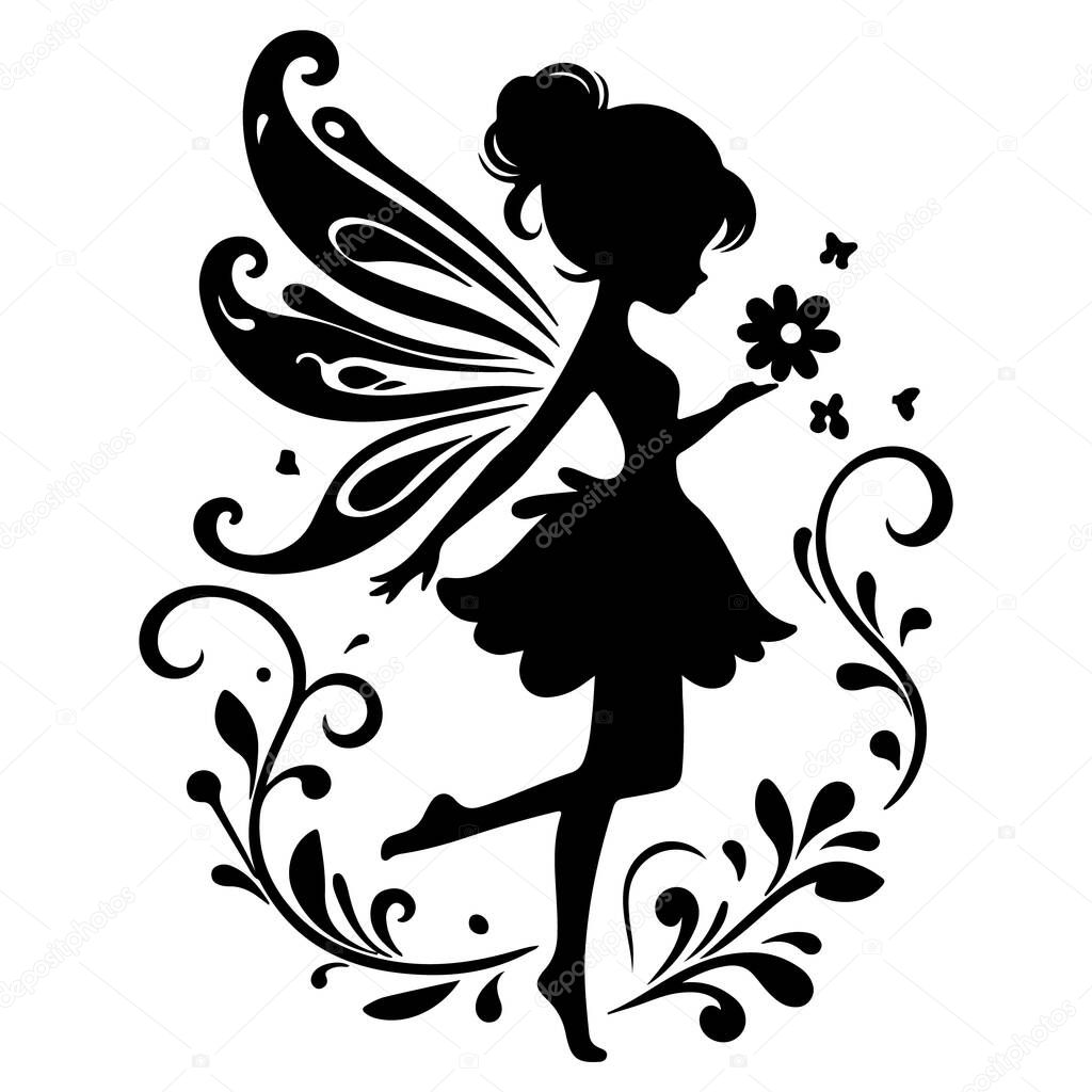 Flat design fairy silhouette design vector illustration