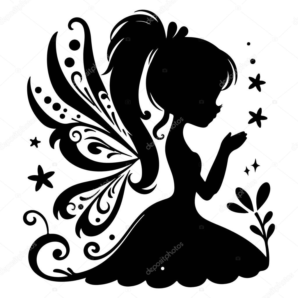 Flat design fairy silhouette design vector illustration