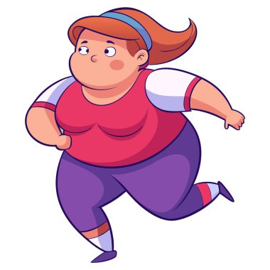 Şişman Kadın Koşan Karikatür Karakteri