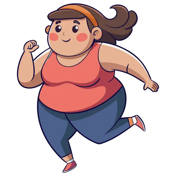 Şişman Kadın Koşan Karikatür Karakteri