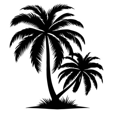 Beyaz arkaplanda Palmiye Ağacı Silüeti vektör tasarımı