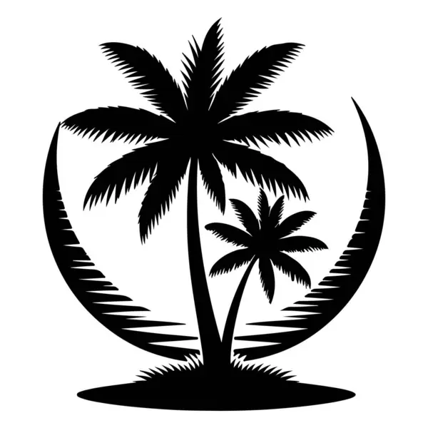 Beyaz arkaplanda Palmiye Ağacı Silüeti vektör tasarımı