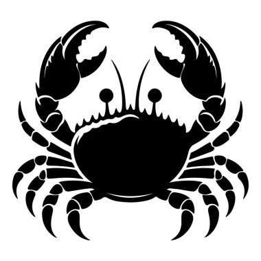 Beyaz arkaplanda siyah yengeç silueti vektör çizimi tasarımı