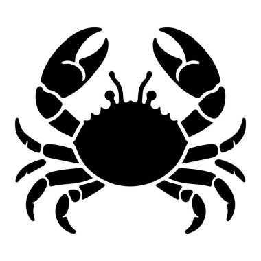 Beyaz arkaplanda siyah yengeç silueti vektör çizimi tasarımı