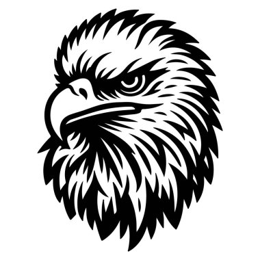 Beyaz arkaplanda Şahin Kartalı baş siluet vektör tasarımı