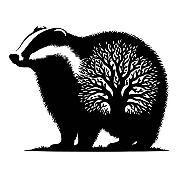 Porsuk siyah siluet vektör çizimi