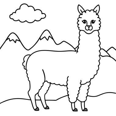 alpaca çizgi film vektör çizimi