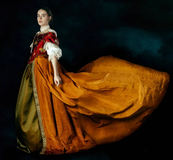 Mujer Renacentista Tudor Georgiana Fantasía Alta Con Corpiño Bordado Con — Foto de Stock