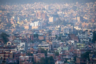 Nepal Katmandu şehrinin yüksek açılı görüntüsü.