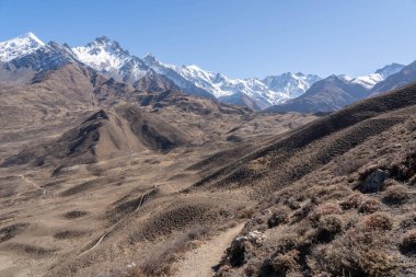 Nepal 'deki Mustang Vadisi' nin Himalaya Dağları 'nda bir patika.