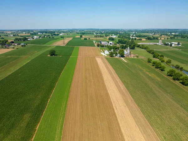 stock image An aerial of the beautiful green fields of southern Lancaster County, Pennsylvania.