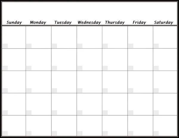 Una Pagina Del Calendario Vuota Con Solo Giorni Elencati — Foto Stock