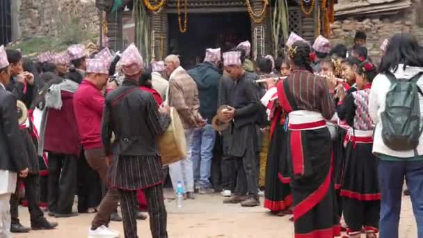 Bhaktapur Nepal Februari 2024 Saraswati Puja Firandet Bhaktapur Nepal — Stockvideo