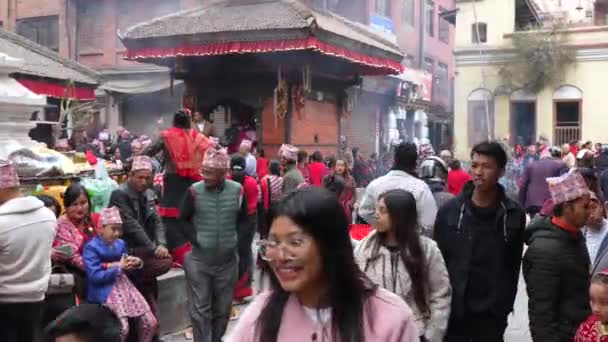 Bhaktapur Nepal Februari 2024 Saraswati Puja Firandet Bhaktapur Nepal — Stockvideo