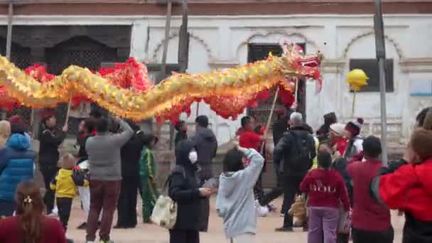 Çin Yeni Yıl Kutlaması Sevgililer Günü Nde Bhaktapur Nepal Gerçekleşti — Stok video