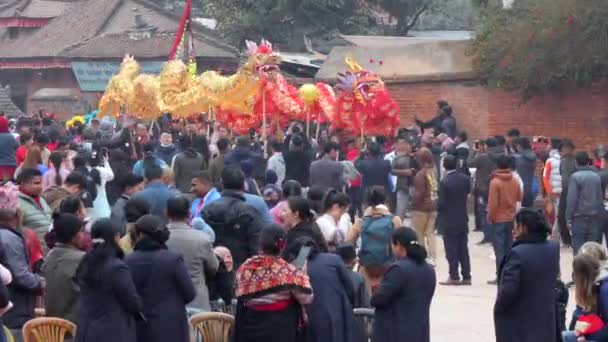 Celebração Ano Novo Chinês Que Ocorre Bhaktapur Nepal Dia Dos — Vídeo de Stock