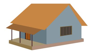 Beyaz arka planda izole edilmiş Hint köyü kulübesi vektörü. Asya kulübesi. Afrikalı evi