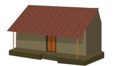 Beyaz arka planda Afrika Köyü Kiremitleri çatı vektör çizimi