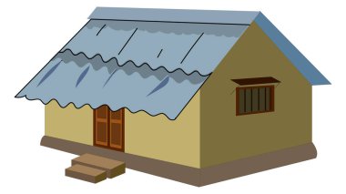 Köy fakir ev vektör illüstrasyonu beyaz arkaplanda izole