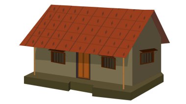 Geleneksel Hint köyü kulübe vektör çizimi beyaz arka planda izole