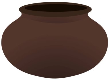 Beyaz arkaplan ikon çizimi üzerinde izole edilmiş kahverengi bir sürahi veya kil su kabı çatalı