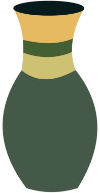 Vektör izole edilmiş çizgi film dekoratif yeşil kil veya seramik saksı. Çiçek saksısı ikonu. Kil ya da çamur tenceresi çizimi
