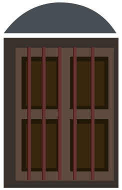 Eski ahşap pencere tasarımı. Çizgi film için pencere resimlemesi izole edilmiş simge