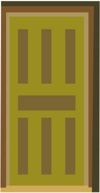 Modern basit ahşap kapı, kapı çerçevesi vektör illüstrasyonu. Çizgi film animasyonu için beyaz arkaplanda izole edilmiş kapı simgesi 2d düz tasarım