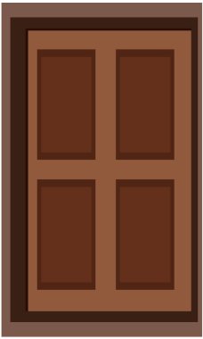 Kahverengi Tahta Ön Kapı Çizimi. Dış Ev Kapı Vektörü. Kapalı kapı simgesi. Çizgi film vektör çizimi. Kapı animasyonu. Ön manzarada kapalı bej ahşap kapı