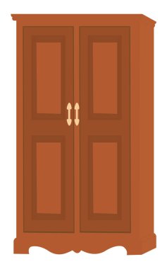İzole edilmiş Almirah Vektör Çizimi. kahverengi dolap vektör illüstrasyonu, eğitim için beyaz arkaplanda izole edilmiş, üst görünüm