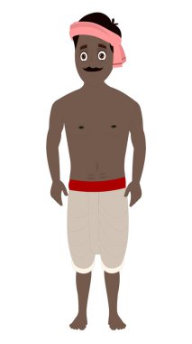 Indian Village farmer cartoon character. Farmer standing front view. Indian character. Asian man cartoon character vector illustration clipart