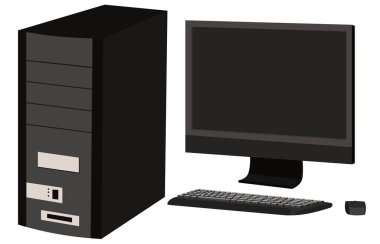 monitör, klavye ve fare ile masaüstü bilgisayar ayarları. İşlemci ve fare ve klavye ile izleme