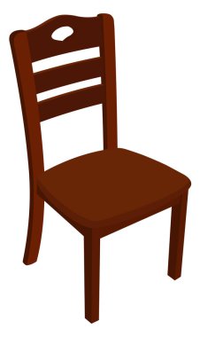 Kahverengi tahta sandalye vektör çizimi beyaz arkaplanda izole edildi.