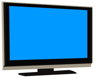 Lcd monitörü beyaz modern düz ekran televizyon vektör illüstrasyonunda izole edildi