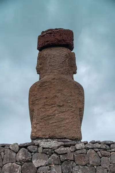 stock image  Ahu Tongariki on Easter Island or Rapa Nui. Fiften Moai statues in Polynesian Chile in South America.