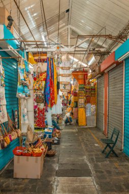 Mauritius 'taki Merkez Market, yiyecek ve hediyelik eşya. Yüksek kalite fotoğraf