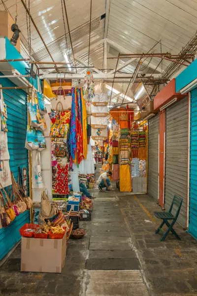Mauritius 'taki Merkez Market, yiyecek ve hediyelik eşya. Yüksek kalite fotoğraf