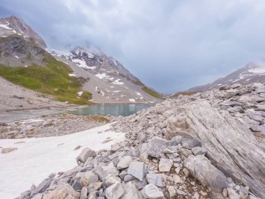 Hiking to Pointe de la Rechasse in National Park of Vanoise, France Alps. High quality photo clipart