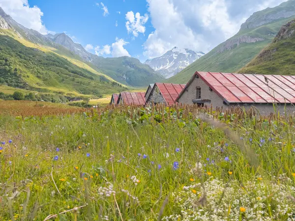 Fransa 'daki Vanoise Ulusal Parkı' ndaki Vallee de Chaviere 'de Randonnee krepuscule. Yüksek kalite fotoğraf