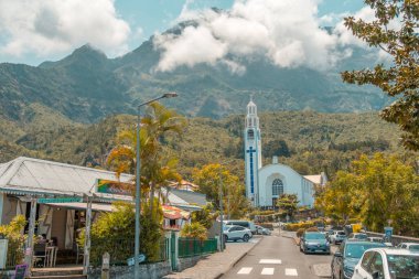Cilaos village in Reunion - France. Church. High quality photo clipart
