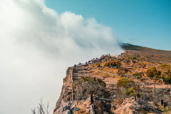 Maido, Fransa 'nın başkenti Afrika' da Mafate Sirki 'ni gözetliyor. Misty. Yüksek kalite fotoğraf