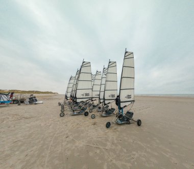 Blokart plajı Wadden Denizi 'ndeki Terschelling adasında Hollanda ya da Hollanda' da. Yüksek kalite fotoğraf