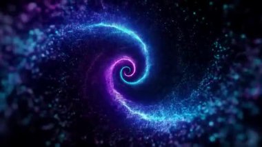 Soyut neon parçacıkları karanlık bir 3 boyutlu uzayda kıvrılıyor, ritmik hareketlerle parlıyor ve titreşiyor. Yüksek kaliteli HD görüntüler