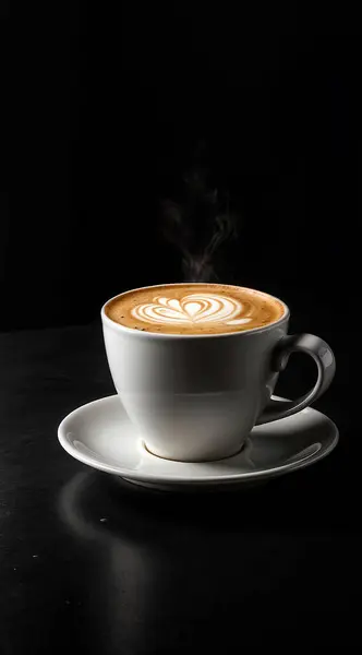 Siyah arka planda bir fincan kahve. Yüksek kalite fotoğraf