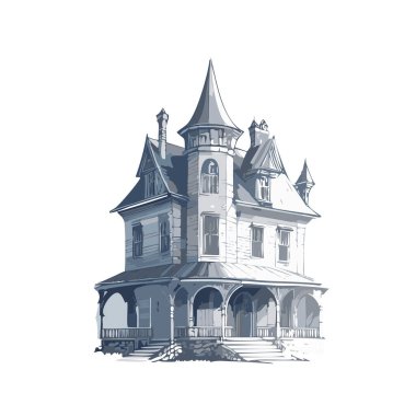 Lanetli ev tasarımı. Ürkütücü perili köşk kalem tasarımı.